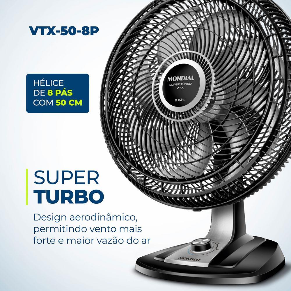 Ventilador de Mesa Mondial VTX-50-8P Preto - 50 cm - 2
