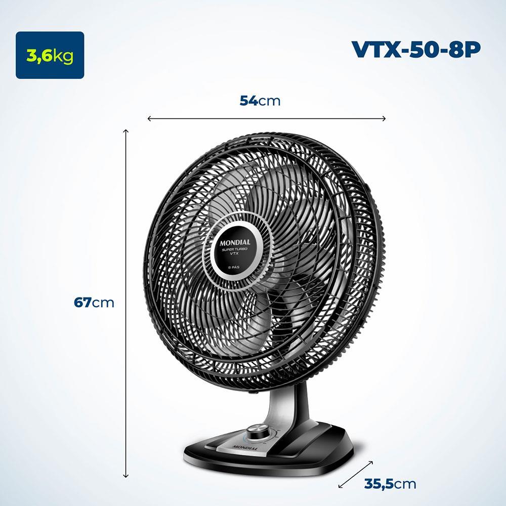 Ventilador de Mesa Mondial VTX-50-8P Preto - 50 cm - 7