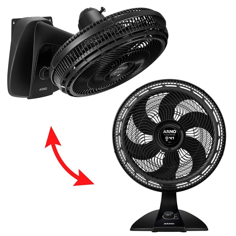 Ventilador 2 em 1 Mesa/Parede Arno Turbo Force VF42 40cm com 3 Velocidades e 6 Pás - Preto - 1
