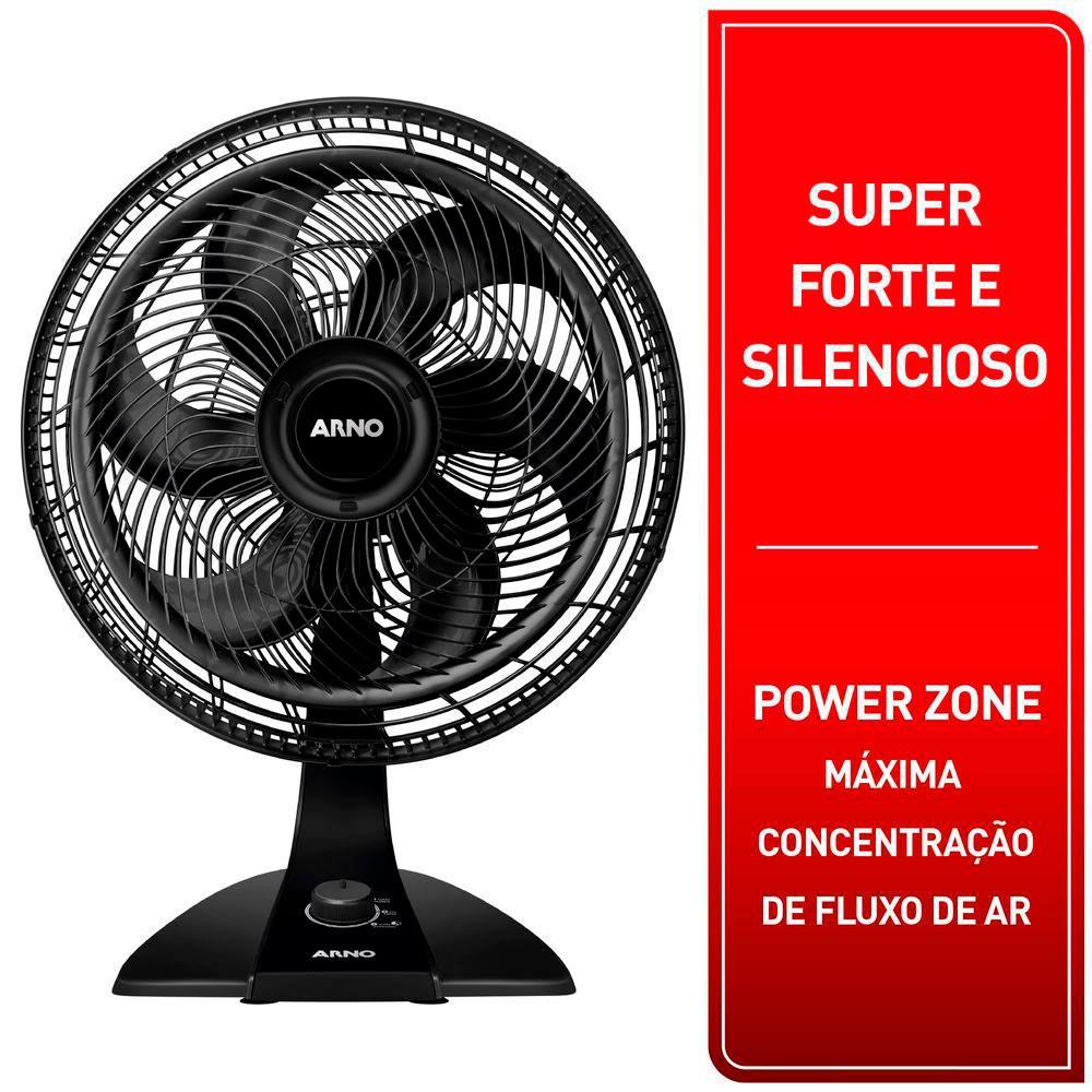 Ventilador 2 em 1 Mesa/Parede Arno Turbo Force VF42 40cm com 3 Velocidades e 6 Pás - Preto - 3