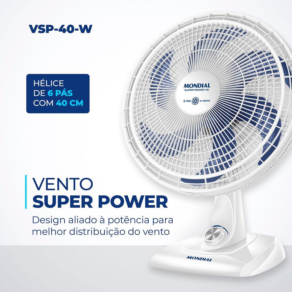 Ventilador de Mesa 40cm Mondial Super Power VSP40 W 6 Pás 3 Velocidades Branco - 2