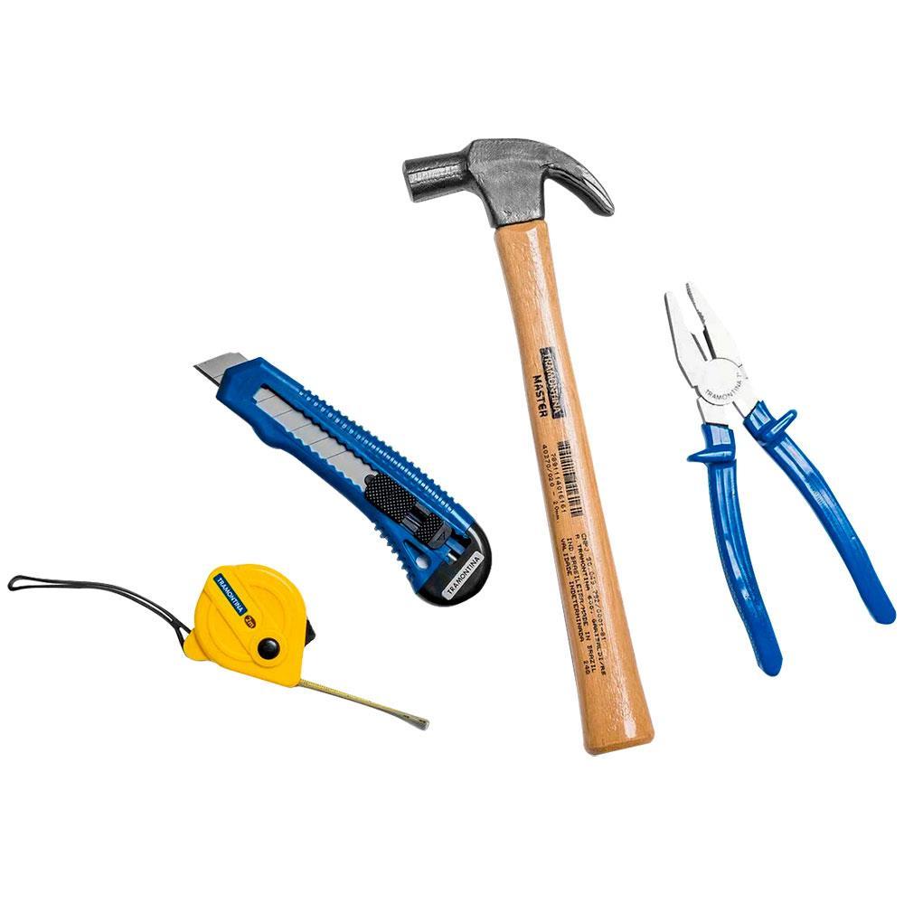 Kit de Ferramentas Tramontina 4 Peças com Martelo e Alicate - 2
