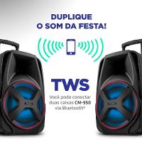 Caixa Amplificada Mondial CM-550 com Bluetooth, USB Rádio FM e Função TWS - 550W