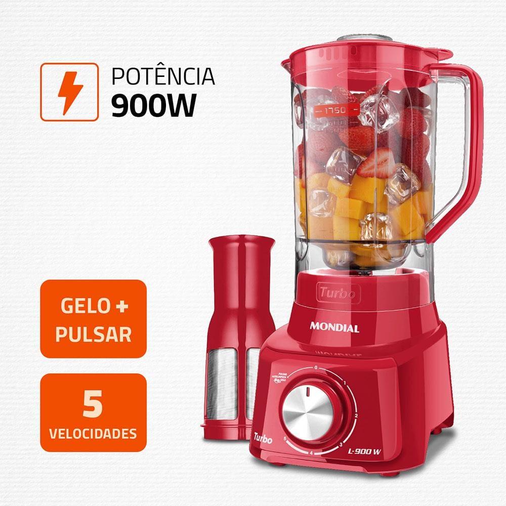 Liquidificador Mondial Turbo L900 Vermelho 900W com 5 Velocidades - 2