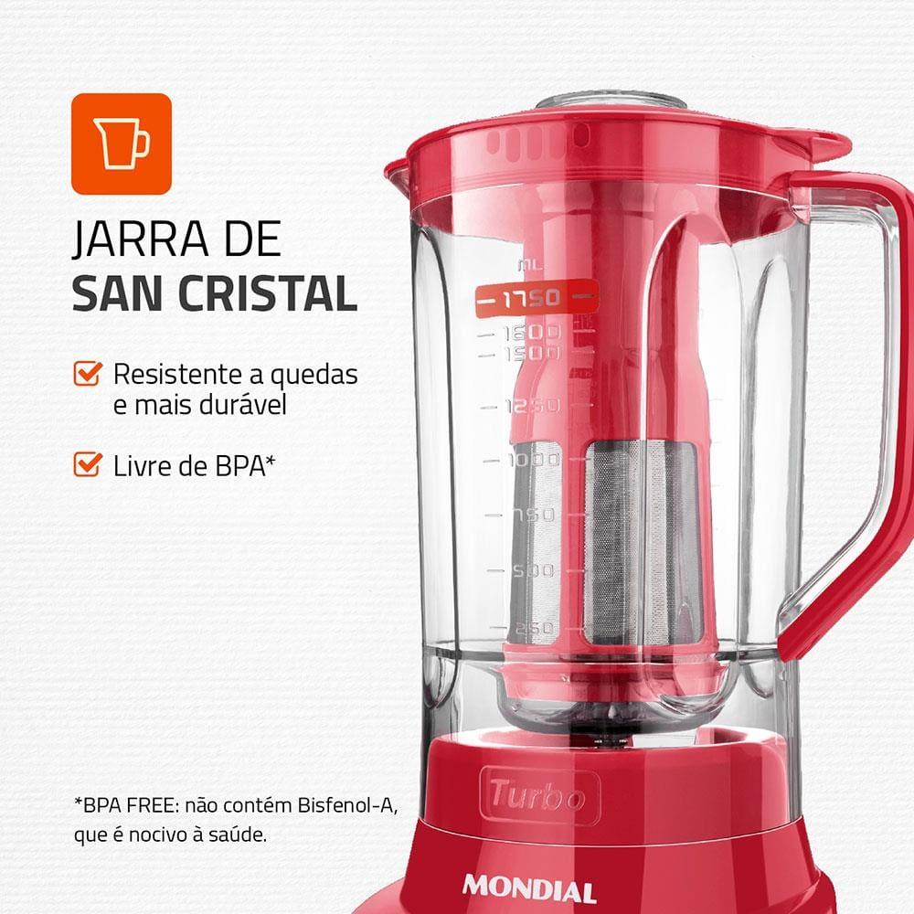 Liquidificador Mondial Turbo L900 Vermelho 900W com 5 Velocidades - 3