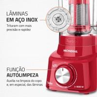 Liquidificador Mondial Turbo L900 Vermelho 900W com 5 Velocidades - 6