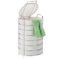 Cesto de Roupa para Chão Utimil CR482 em Arame Cromado e Tecido Bege - 1