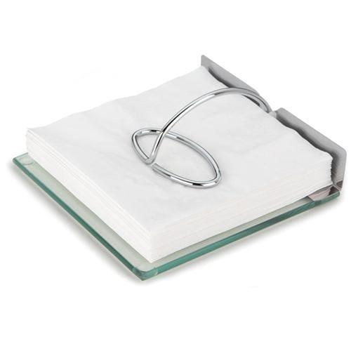 Porta-guardanapo Forma Slim 2719/E em Inox e Vidro - 19 cm - 1