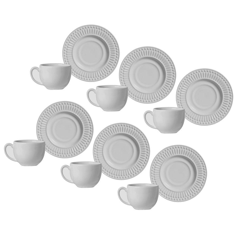 Conjunto de Xícaras de Chá Porto Brasil Roma em Faiança Feldspática 160 ml – 6 Peças - 1