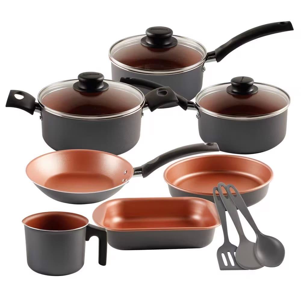 Conjunto de Panelas 10 Peças Tramontina Turim com Revestimento Antiaderente Starflon T1, Tampas de Vidro e Cabos de Baquelite – Bronze/Grafite - 1