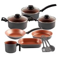 Conjunto de Panelas 10 Peças Tramontina Turim com Revestimento Antiaderente Starflon T1, Tampas de Vidro e Cabos de Baquelite – Bronze/Grafite - 1