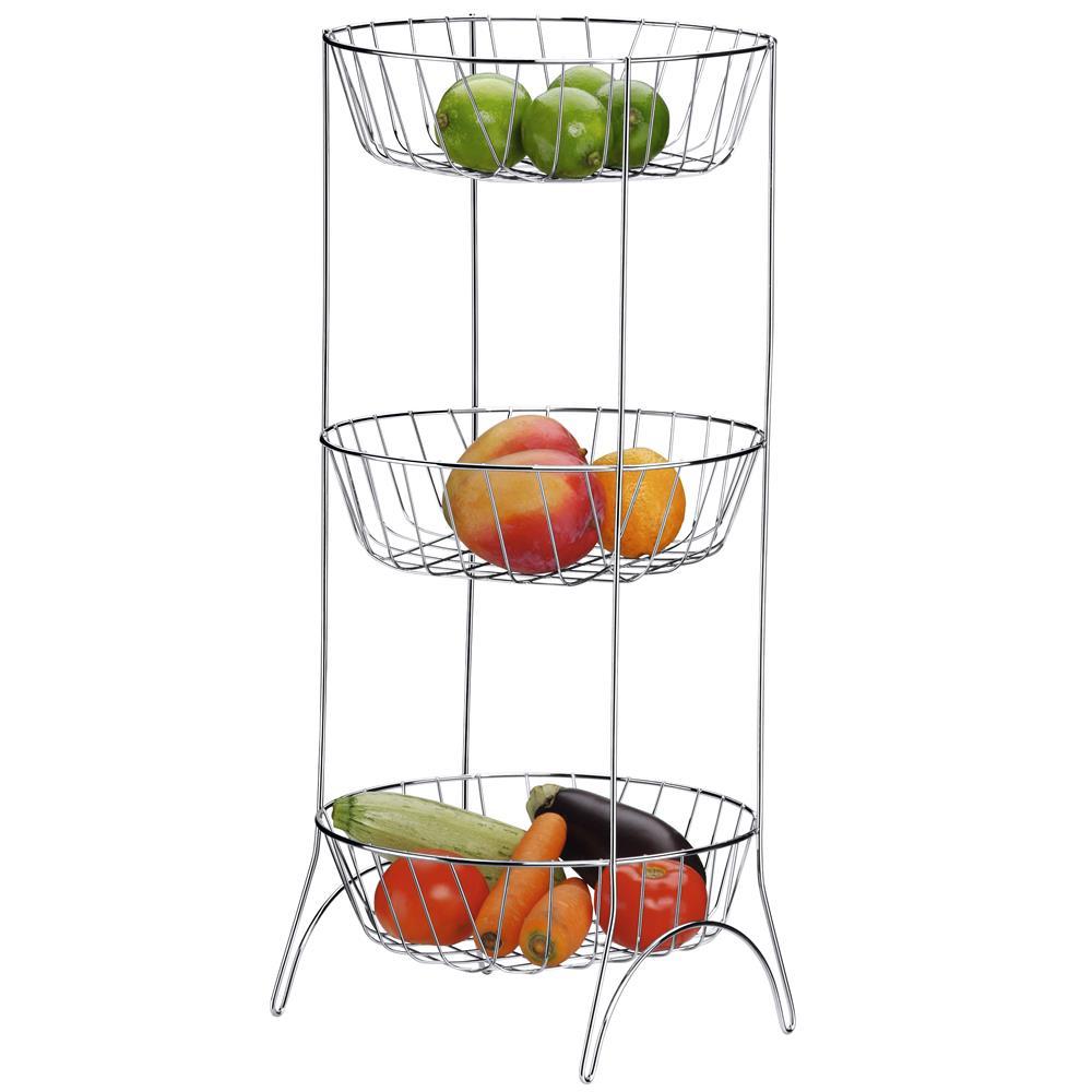Fruteira 3 Andares Utimil Redonda em Aço Cromado – 66 cm - 1