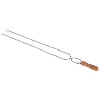 Espeto Duplo Utimil em Aço Cromado e Madeira - 85 cm - 1