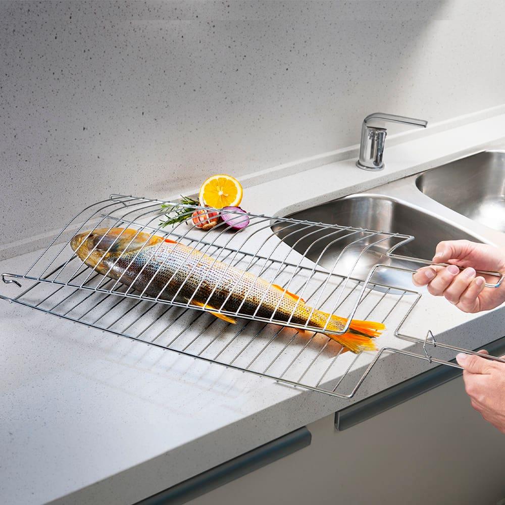Grelha Dupla para Peixe Utimil Média em Aço Cromado - 3