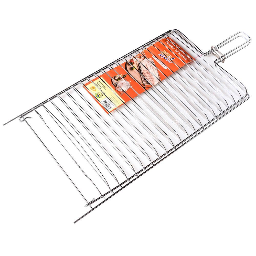 Grelha Dupla para Peixe Utimil Grande em Aço Cromado - 1