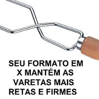 Espeto Duplo Utimil em Aço Cromado e Madeira - 85 cm - 3