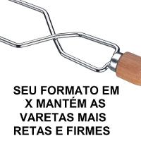 Espeto Duplo Utimil em Aço Cromado e Madeira - 65 cm - 3