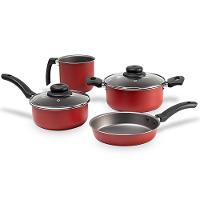 Conjunto de Panelas 4 Peças Brinox Ruby com Revestimento Interno Antiaderente Pro-Flon e Tampas de Vidro com Saída de Vapor - Vermelho - 1