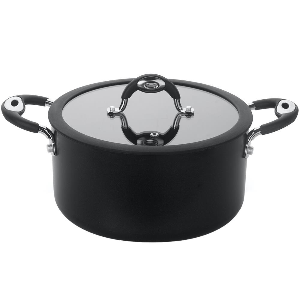 Caçarola Multiflon Dom em Alumínio com Revestimento Antiaderente 7 Camadas, Tampa de Vidro Temperado e Alças em Silicone – 30 cm - 1