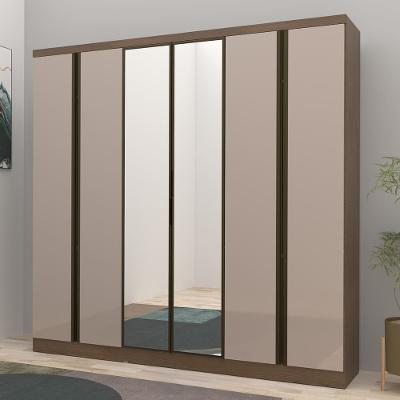 Guarda-Roupa Casal Bartira Monte Rei 6 Portas de Bater com Espelho 6 Gavetas Internas MDP - 238cm de Largura