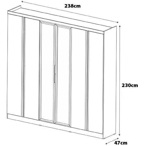 Guarda-Roupa Casal Bartira Monte Rei com Espelho, 6 Portas, 6 Gavetas - 238cm de largura - 4