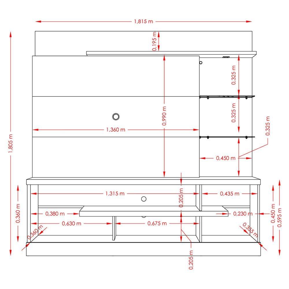 Estante Home Madetec Alan com 181,5 cm de Largura, Ideal para TV de Até 55” - 6