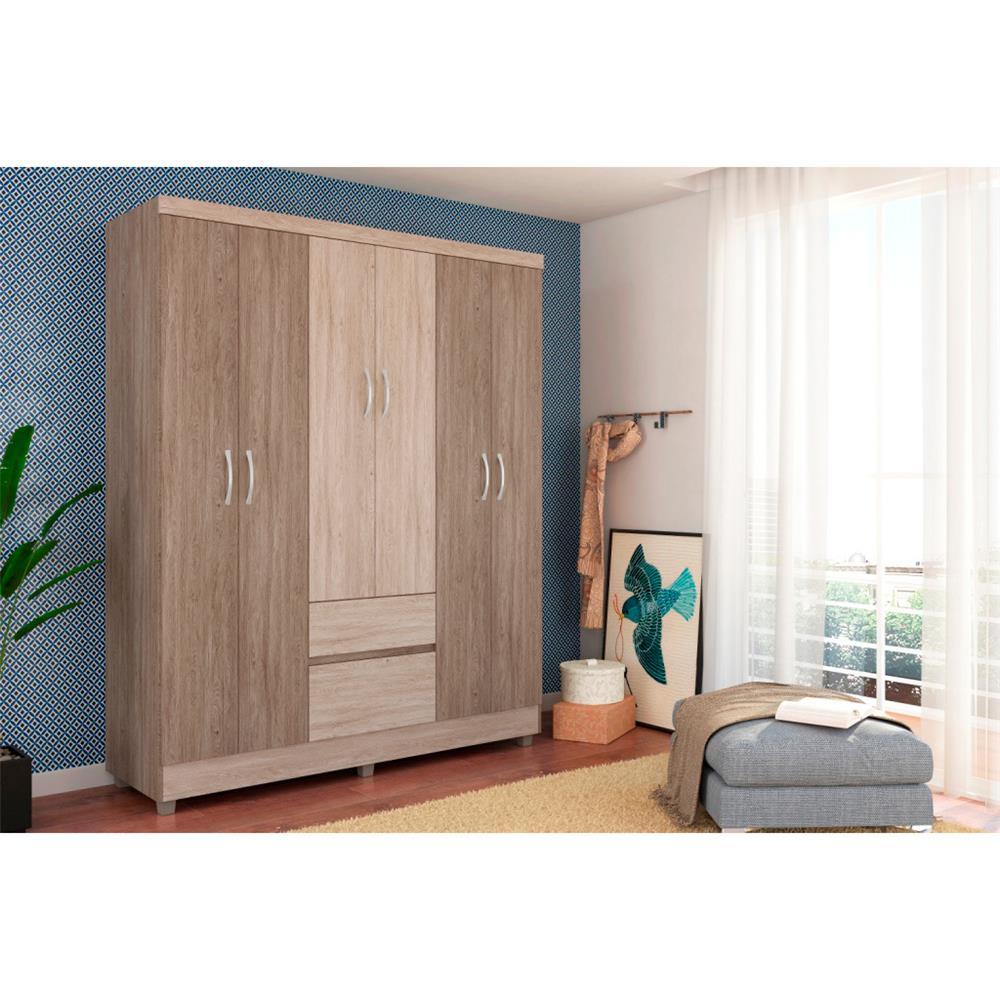Guarda-Roupa Bartira Brusque II com 149 cm de Largura, 6 Portas e 2 Gavetas - 1