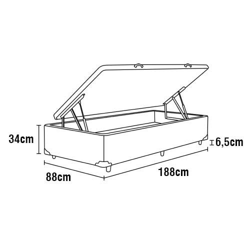 Base Box para Colchão de Solteiro Itaflex Universal com Baú 40,5x88x188 cm - Bege - 6