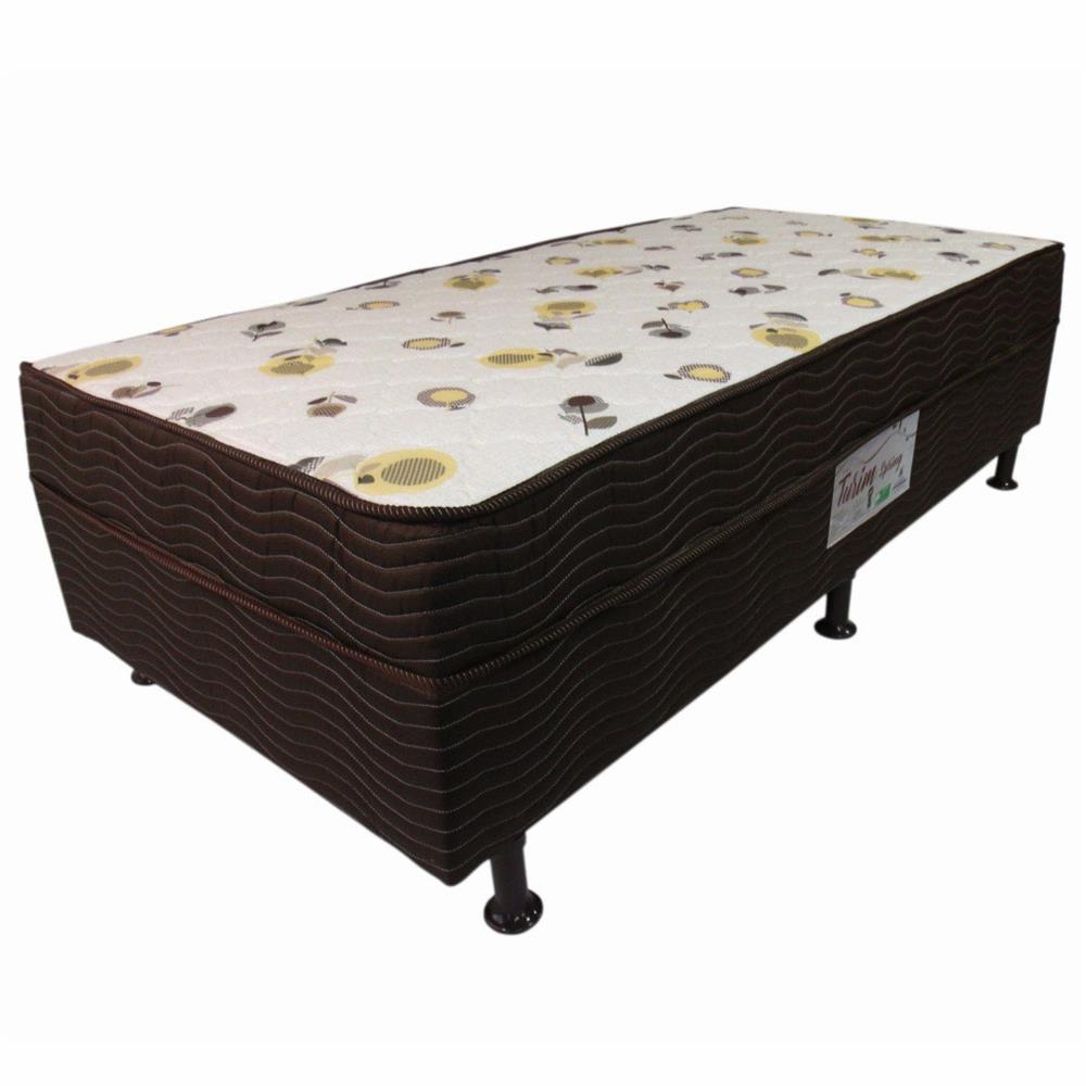 Cama Box Conjugada Solteiro Ortobom Turin Spring com Ortopillow e Molas Nanolastic 43x88x188cm - Marrom/Bege - 1