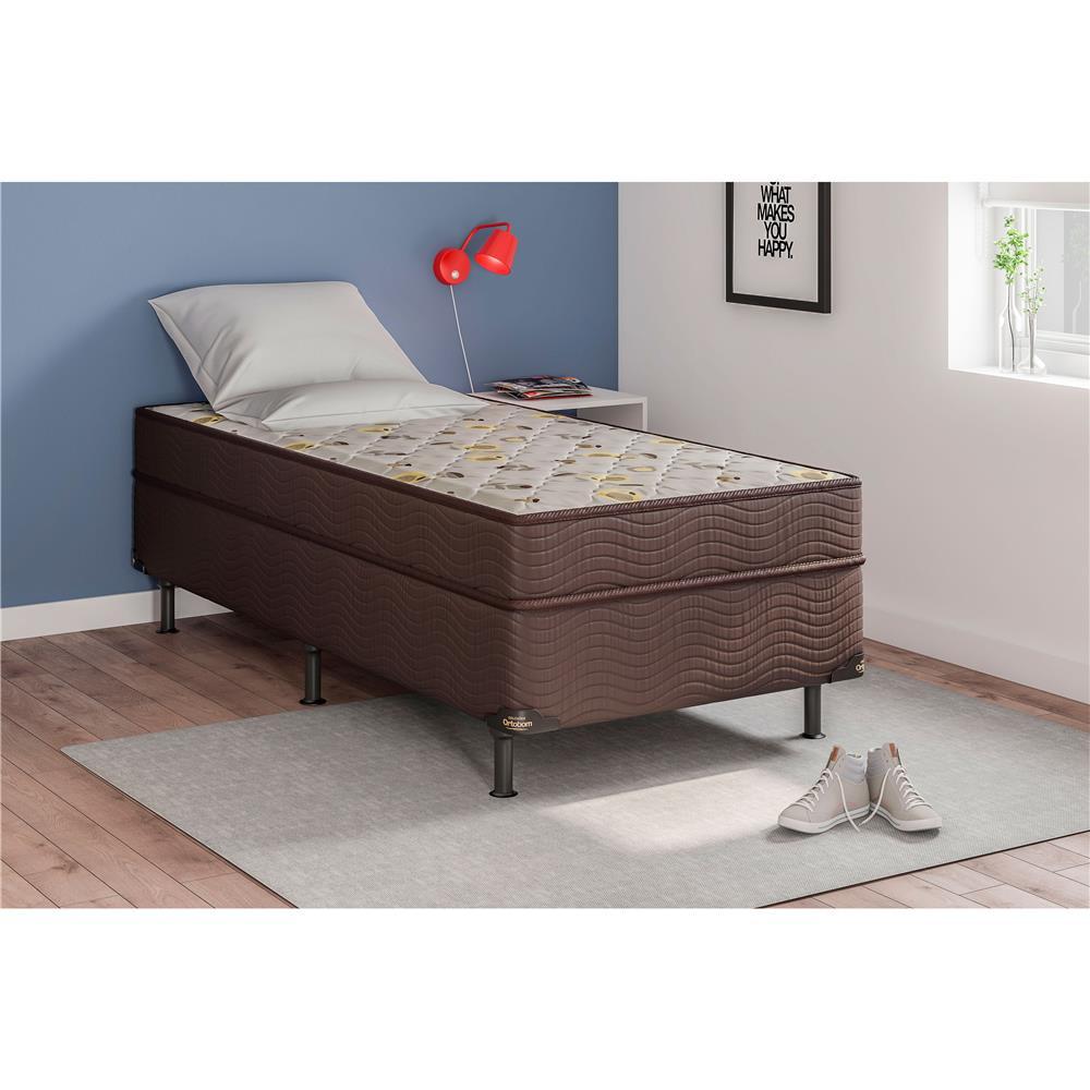 Cama Box Conjugada Solteiro Ortobom Turin Spring com Ortopillow e Molas Nanolastic 43x88x188cm - Marrom/Bege - 2