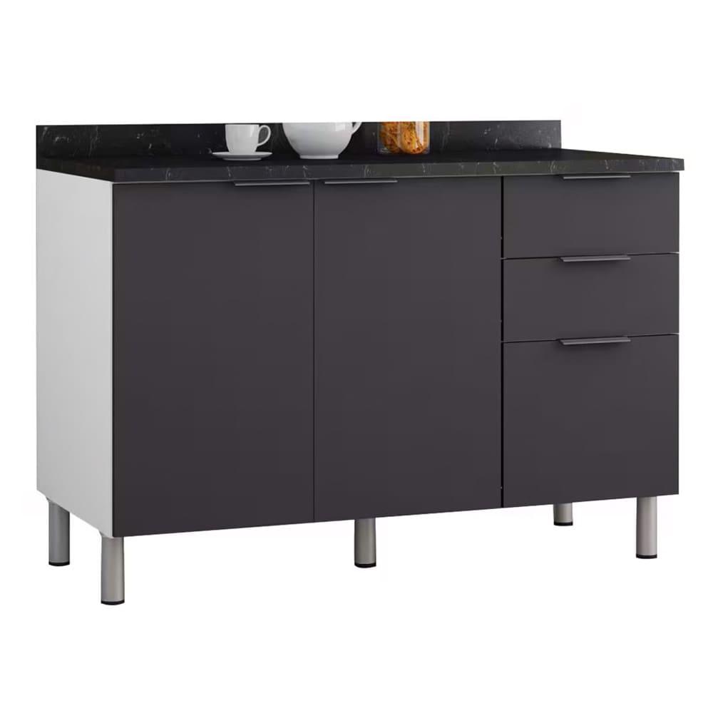 Balcão Triplo Bartira Rubi com 2 Portas, 3 Gavetas e 1 Prateleira - 120,1cm de largura - 2