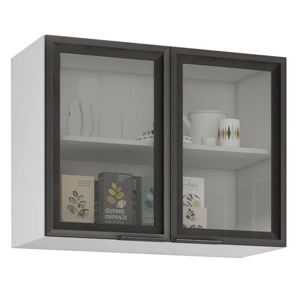 Armário Aéreo Bartira Rubi com 2 Portas de Vidro e 1 Prateleira - 80,1cm de largura - 2