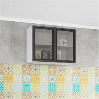 Armário Aéreo Bartira Rubi com 2 Portas de Vidro e 1 Prateleira - 80,1cm de largura - 1