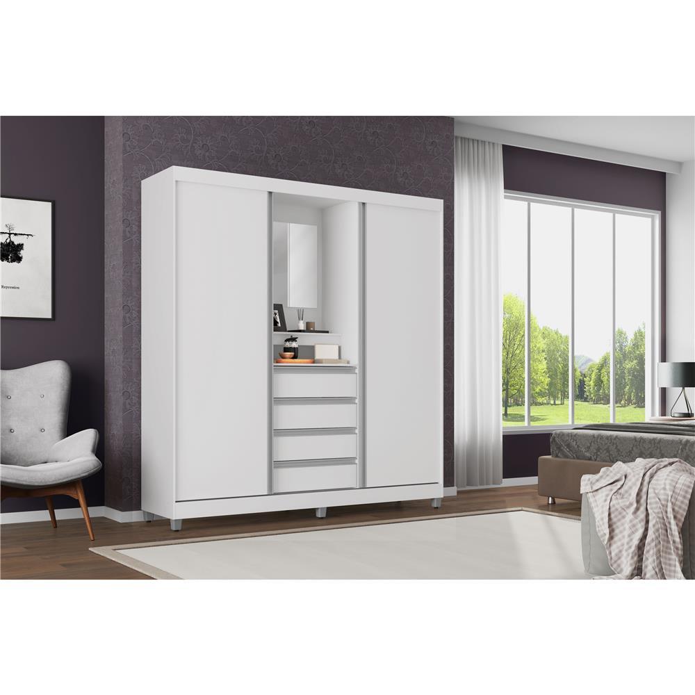 Guarda-Roupa Bartira Fortaleza II com Espelho, 2 Portas de Correr, 4 Gavetas - 184,5 cm de Largura - 3