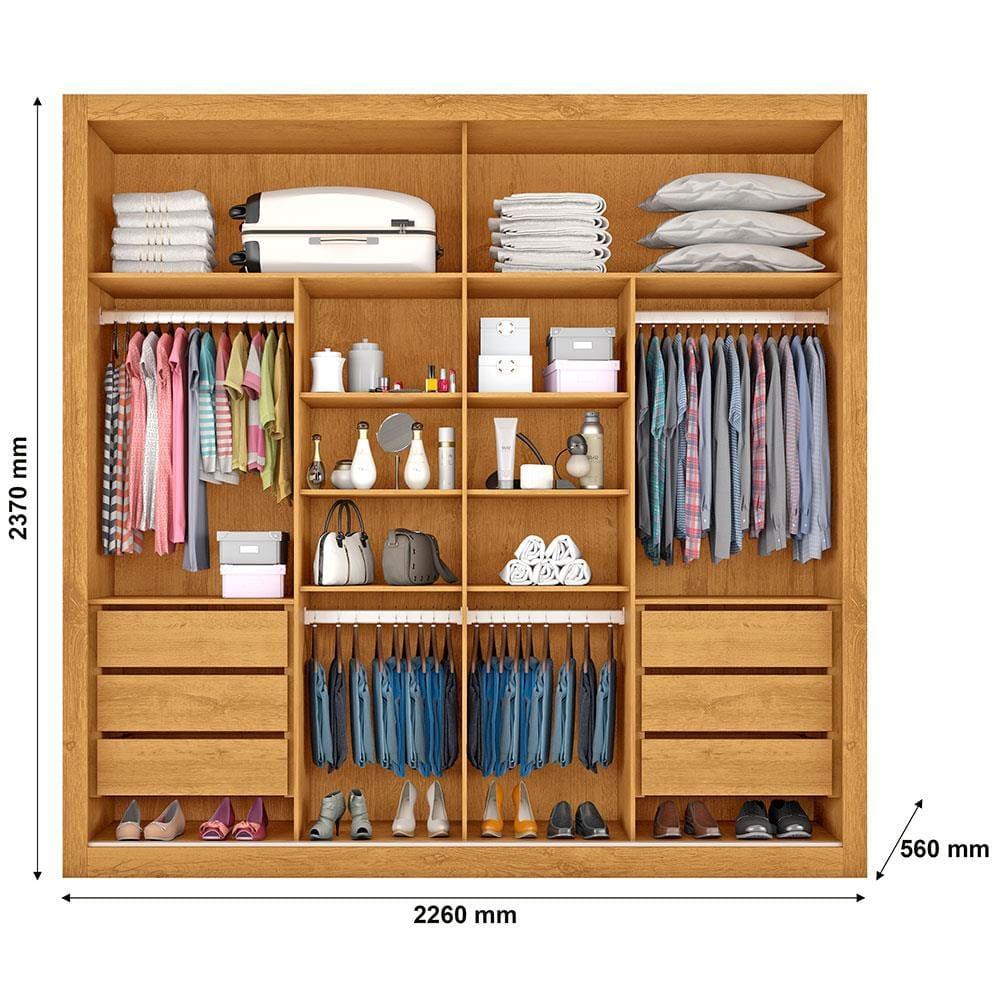 Guarda-Roupa Casal Europa Triunfo Flex com Espelho, 2 Portas de Correr e 6 Gavetas - 226cm de Largura - 6