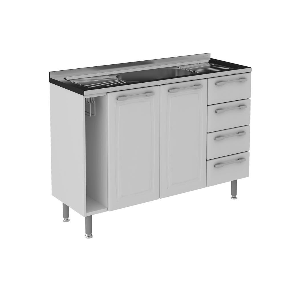 Balcão para Cozinha Itatiaia Diamante 4 Gavetas, 2 Portas e Pia Inox 120cm - 1