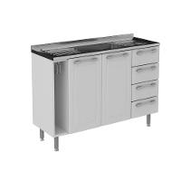 Balcão para Cozinha Itatiaia Diamante 4 Gavetas, 2 Portas e Pia Inox 120cm - 1