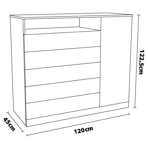 Cômoda Mademarcs Braga com 5 Gavetas e 1 Porta - 4