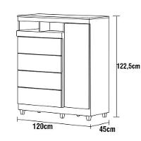 Cômoda Mademarcs Braga com 5 Gavetas e 1 Porta - 4