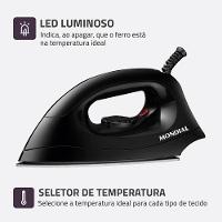 Ferro de Passar a Seco Mondial FSN-55-B Base em Alumínio Polido Preto - 3