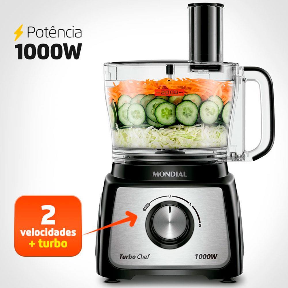 Multiprocessador de Alimentos Mondial Turbo Chef 9 em 1 MPN-01-BF 2 Velocidades + Pulsar 1000 W - 3