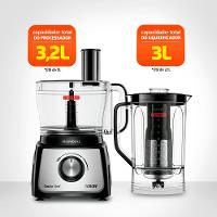 Multiprocessador de Alimentos Mondial Turbo Chef 9 em 1 MPN-01-BF 2 Velocidades + Pulsar 1000 W