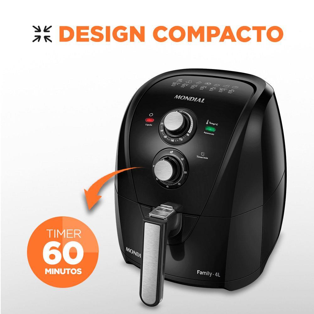 Fritadeira Elétrica Sem Óleo Air Fryer Mondial Family AFN40FB 4L Preta - 4