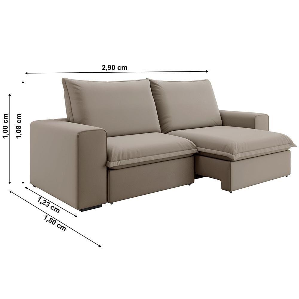 Sofá 5 Lugares Luizzi Greco Retrátil, Reclinável e Revestido em Tecido Veludo Slim 290cm Largura - 5