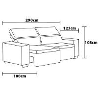 Sofá 5 Lugares Luizzi Greco Retrátil, Reclinável e Revestido em Tecido Veludo Slim 290cm Largura - 7