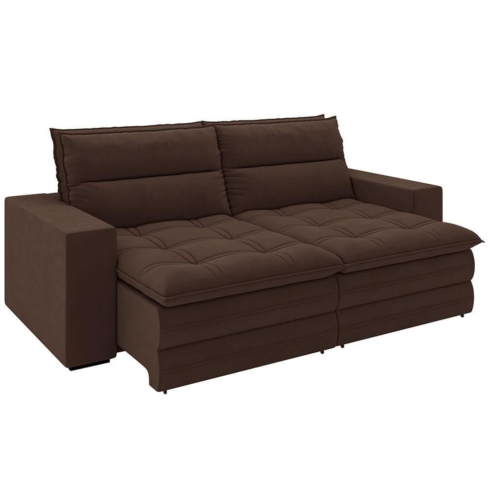 Sofá 5 Lugares Luizzi Colombo Retrátil, Reclinável e Revestido em Tecido Veludo Slim 250 cm Largura - 4