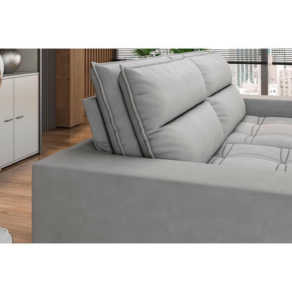 Sofá 5 Lugares Luizzi Colombo Retrátil, Reclinável e Revestido em Tecido Veludo Slim 250 cm Largura - 9