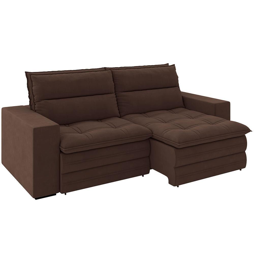 Sofá 4 Lugares Luizzi Colombo Retrátil e Reclinável, Revestido em Tecido Veludo Slim - 230cm largura - 4