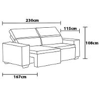 Sofá 4 Lugares Luizzi Colombo Retrátil e Reclinável, Revestido em Tecido Veludo Slim - 230cm largura - 6