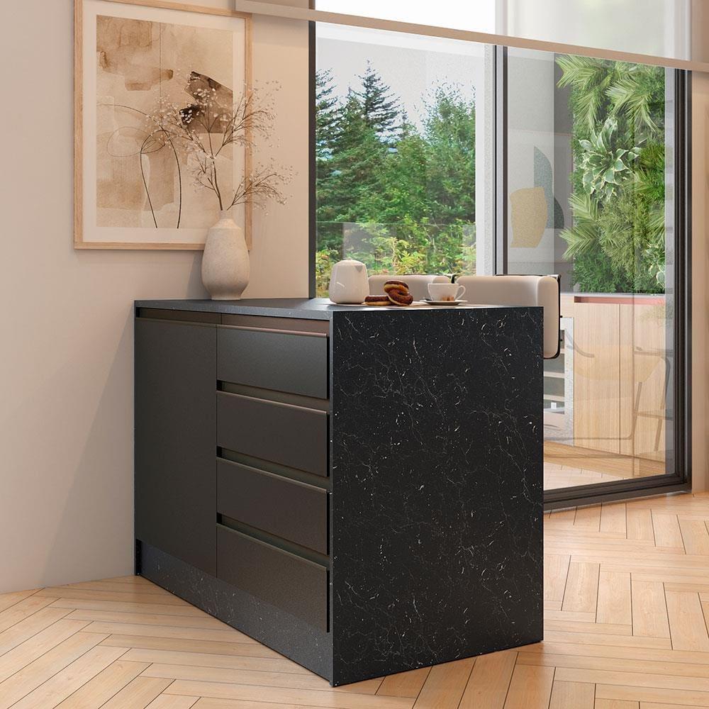 Bancada Bartira Gourmet com 1 Porta, 4 Gavetas e 1 Prateleira - 126cm de largura - 1